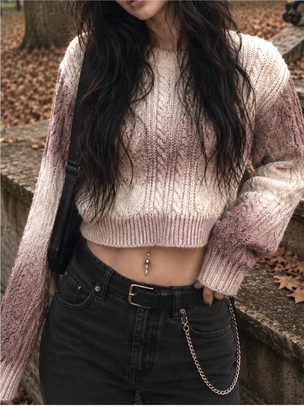 Women’s Fall Cable Knit Cozy Essential Everyday Ombre Stylish Sweater